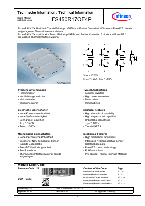 FS450R17OE4P Datasheet PDF Infineon Technologies