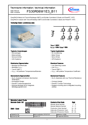 FS30R06W1E3_B11 Datasheet PDF Infineon Technologies