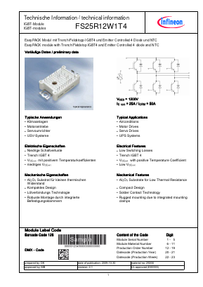 FS25R12W1T4 Datasheet PDF Infineon Technologies