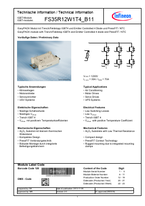 FS35R12W1T4_B11 Datasheet PDF Infineon Technologies