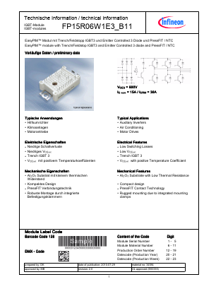 FP15R06W1E3_B11 Datasheet PDF Infineon Technologies
