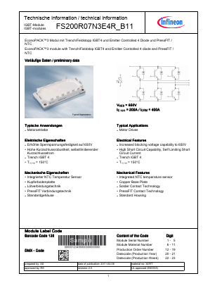 FS200R07N3E4R_B11 Datasheet PDF Infineon Technologies