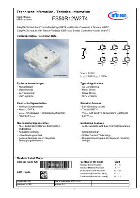 FS50R12W2T4 Datasheet PDF Infineon Technologies