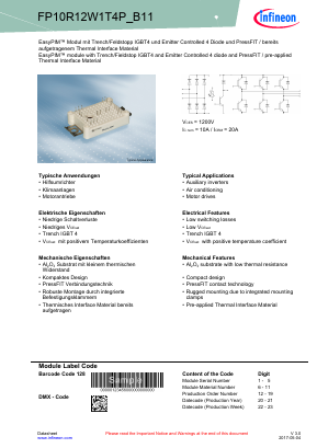 FP10R12W1T4P_B11 Datasheet PDF Infineon Technologies