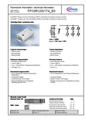 FP10R12W1T4_B3 Datasheet PDF Infineon Technologies