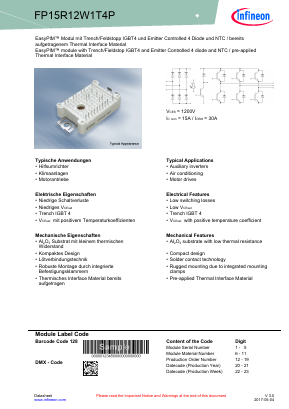 FP15R12W1T4P Datasheet PDF Infineon Technologies