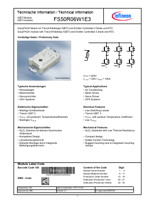 FS50R06W1E3 Datasheet PDF Infineon Technologies