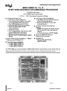 MA80C186EB-13 Datasheet PDF Intel