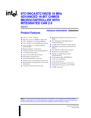 87C196CB Datasheet PDF Intel