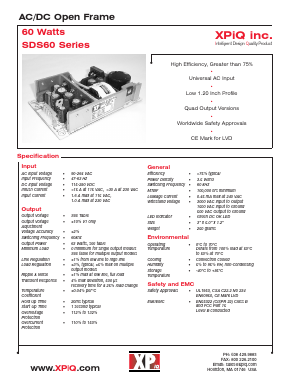 SDS60UQ01B Datasheet PDF International Power DC Power Supplies