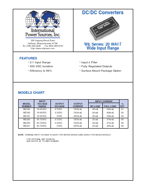 WE320M Datasheet PDF International Power DC Power Supplies