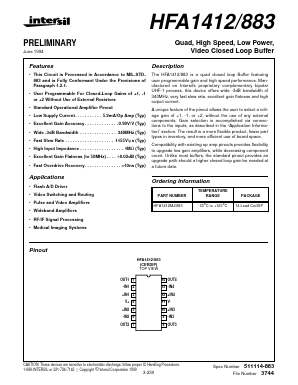 HFA1412/883 Datasheet PDF Intersil