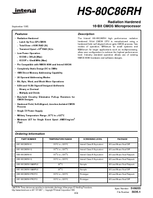 HS9-80C86RH-PROTO Datasheet PDF Intersil