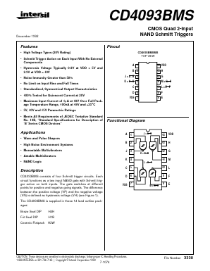 CD4093BMS Datasheet PDF Intersil