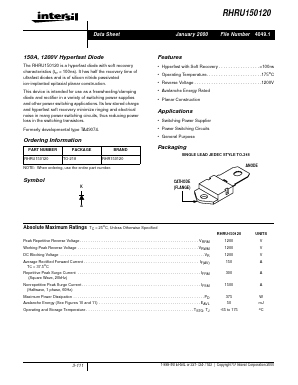 RHR150120 Datasheet PDF Intersil