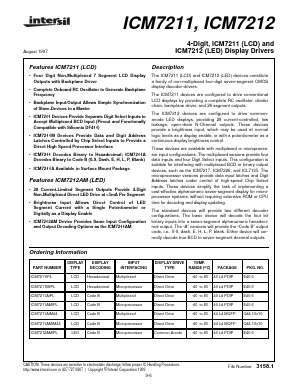 ICM7211LPL Datasheet PDF Intersil