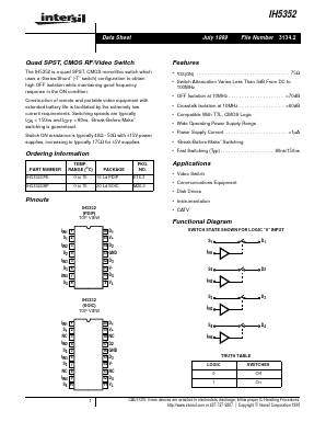 IH5352CBP Datasheet PDF Intersil