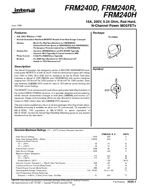 FRM240D Datasheet PDF Intersil