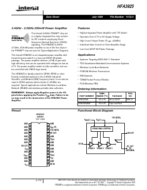 HFA3925 Datasheet PDF Intersil