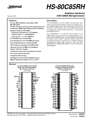 HS9-80C85RH Datasheet PDF Intersil