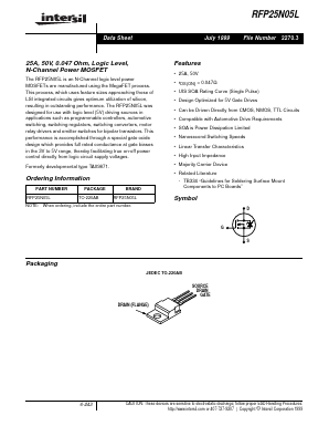 RFP25N05L Datasheet PDF Intersil