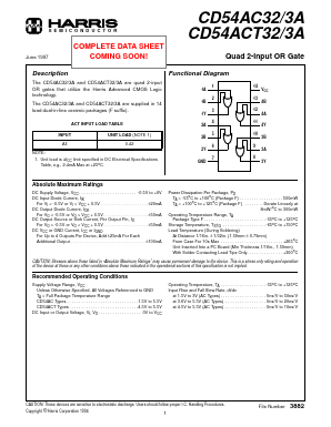 CD54AC32F3A Datasheet PDF Intersil
