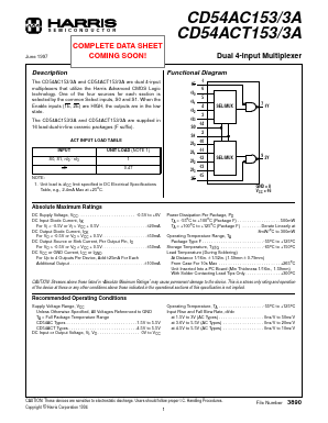 CD54AC153/3A Datasheet PDF Intersil