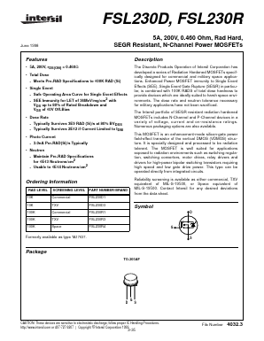 FSL230R1 Datasheet PDF Intersil