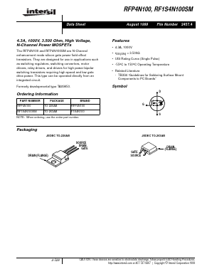 RF1S4N100SM Datasheet PDF Intersil