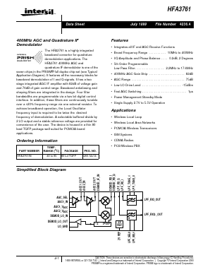 HFA3761 Datasheet PDF Intersil