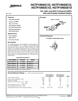 10N40C1D Datasheet PDF Intersil