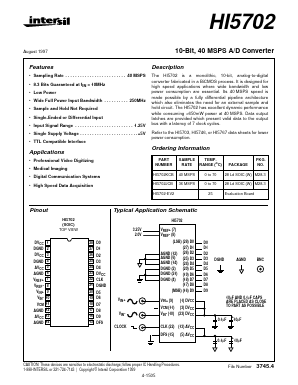 HI5702-EV2 Datasheet PDF Intersil