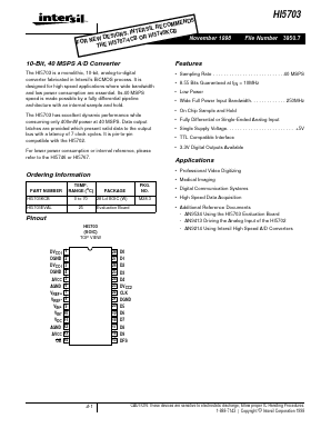 HI5703EVAL Datasheet PDF Intersil
