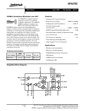 HFA3763 Datasheet PDF Intersil