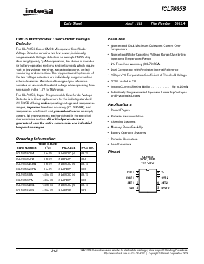 ICL7665SIBA Datasheet PDF Intersil