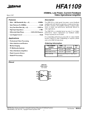 H1109 Datasheet PDF Intersil