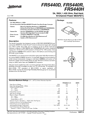FRS440R Datasheet PDF Intersil