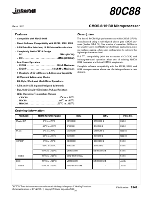 MD80C88 Datasheet PDF Intersil