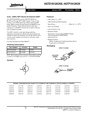 HGTP1N120CN Datasheet PDF Intersil