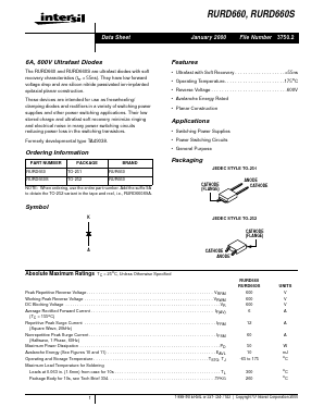 RURD660S9A Datasheet PDF Intersil