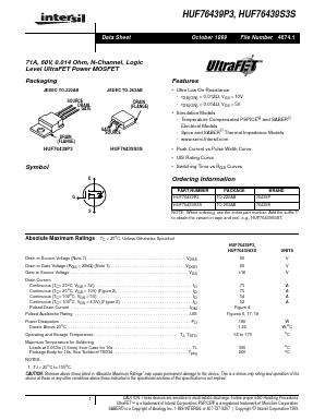 HUF76439S3S Datasheet PDF Intersil