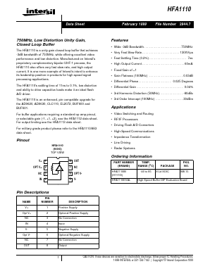HFA1110 Datasheet PDF Intersil