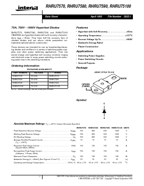 RHRU7580 Datasheet PDF Intersil