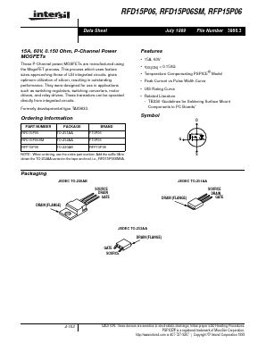 RFD15P06 Datasheet PDF Intersil