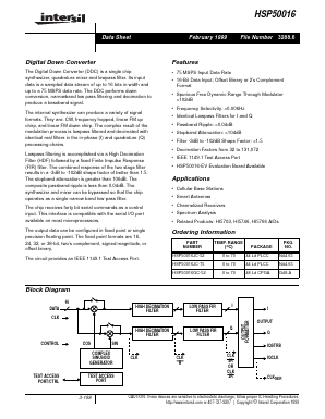 HSP50016JC-75 Datasheet PDF Intersil