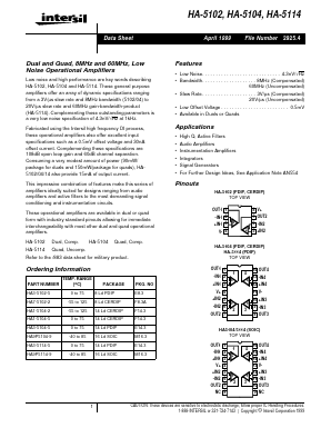 HA-5102 Datasheet PDF Intersil