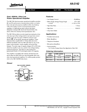HA-5142 Datasheet PDF Intersil
