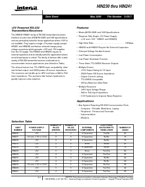 HIN241 Datasheet PDF Intersil
