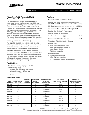 HIN237A Datasheet PDF Intersil