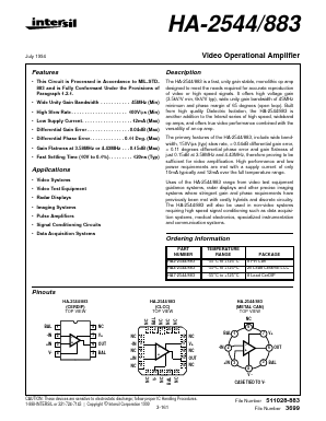 HA-2544/883 Datasheet PDF Intersil